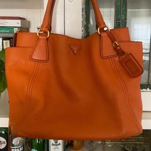 Prada Orange Leather Gold Hardware Shoulder Bag / Crossbody - Great Condition!